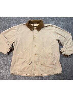 North River Mens XL Tan Barn Chore Jacket Corduroy Collar Cotton Button Coat
